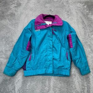 Vintage Columbia Jacket Womens Large Blue Bugaboo Ski Coat Windbreaker Full Zip